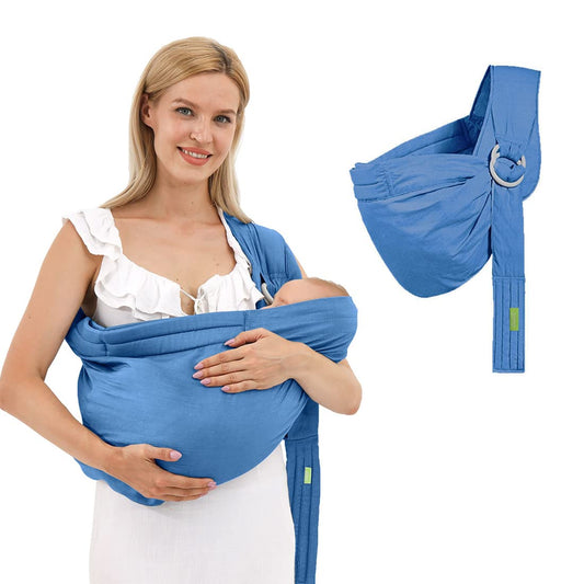 Baby Carrier Sling Wrap Ring Soft Infant Baby Carriers for Newborn Toddlers Slings Ergonomic Design Hug Strap for Newborns Breathable Adjustable Multi-Functional Sling 8 to 36lbs-Blue
