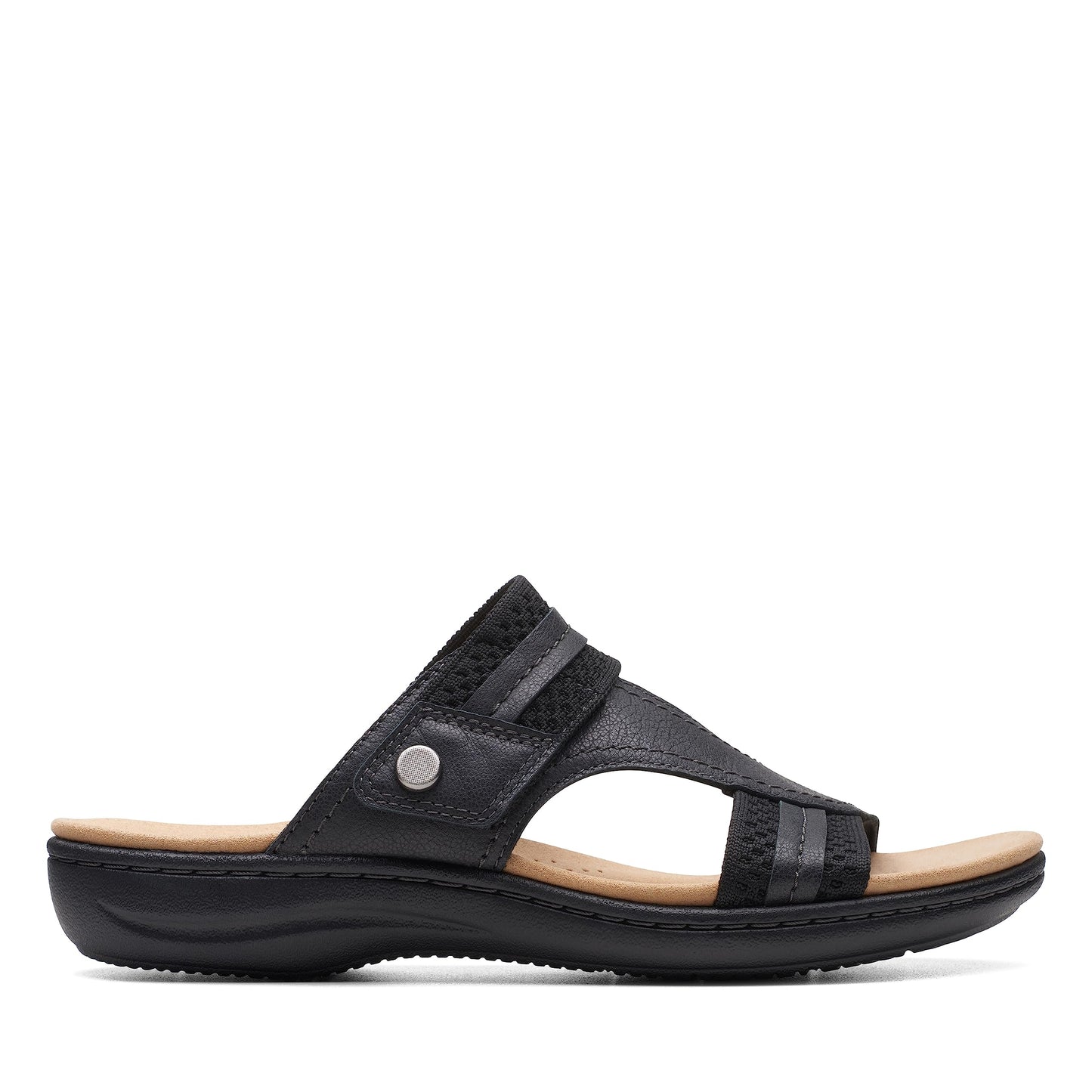 Clarks Womens Laurieann Cara Slide Sandal Black Combi 6.5 Wide